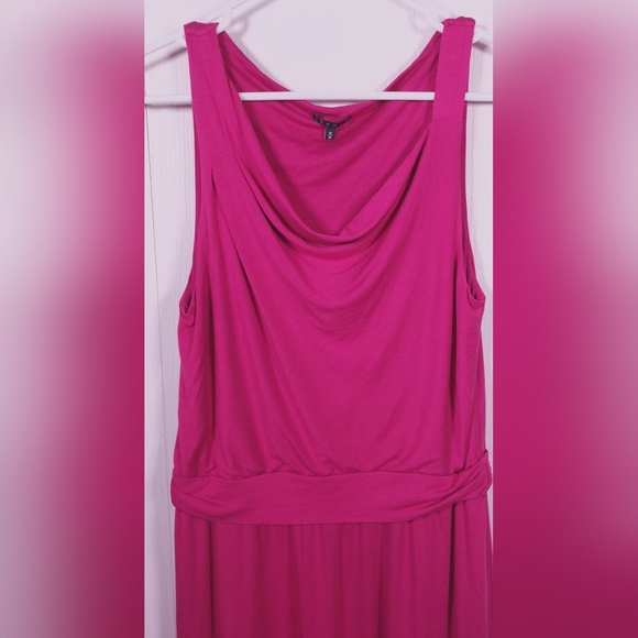 Theory Jaysa K Sulla Cowl Neck Stretch Knit Dress Size Medium Fuchsia Vintage - Picture 3 of 9